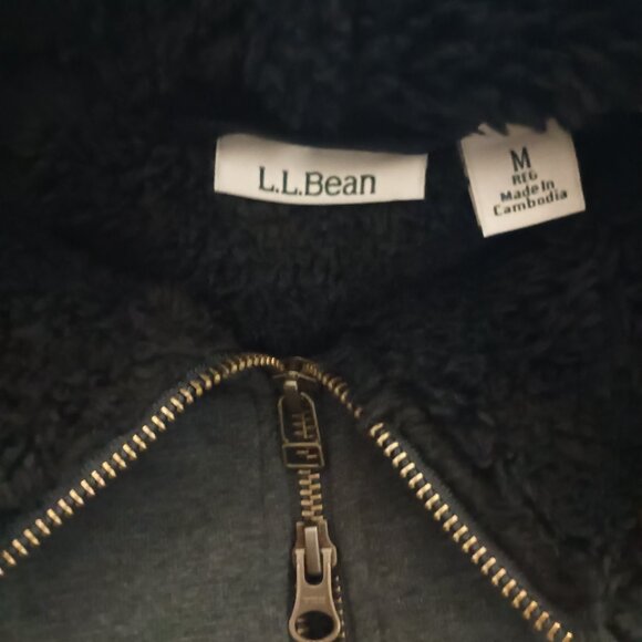 L.L. Bean 1912 Sherpa-Lined Full-Zip Long Sweatshirt Charcoal Women’s Size M - Picture 5 of 16